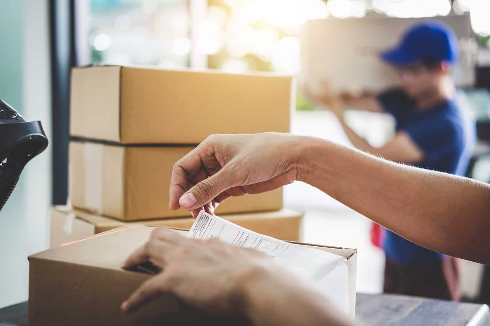 Home,Delivery,Service,And,Working,Service,Mind,,Woman,Working,Barcode